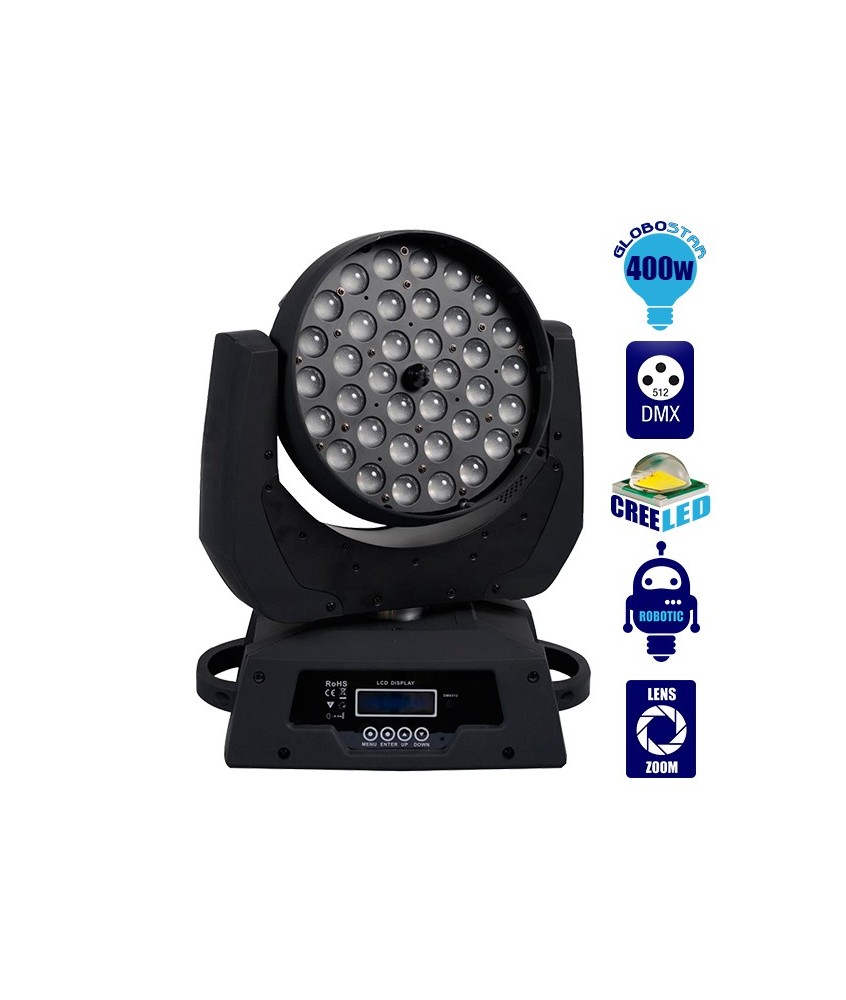 Κινούμενη Ρομποτική Κεφαλή Artemis ZOOM WASH PRO 10°-60° 36*10 Watt CREE LED RGBW 360W 230V DMX512 GloboStar 51116
